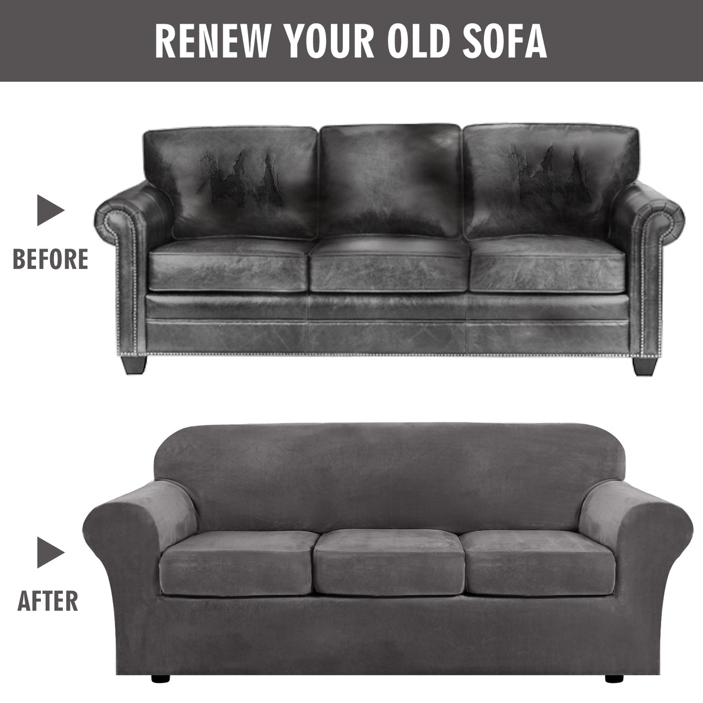 Sofa Covers for 3 Seaters (Base Cover Plus 3 Individual Cushion Covers)