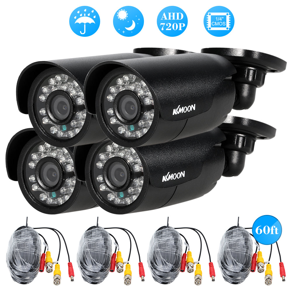 4pcs 720P AHD Bullet Camera+4*60ft Cable Support IR-Cut Night Vision