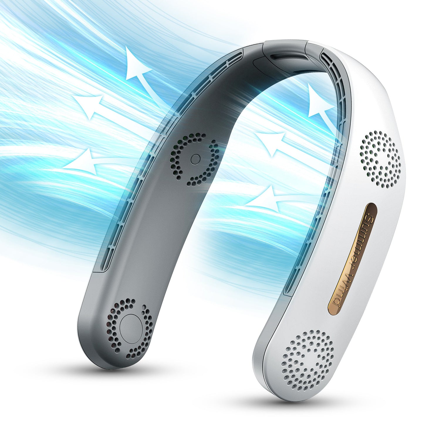 Portable Neck Fan,Bladeless & USB Rechargeable. White