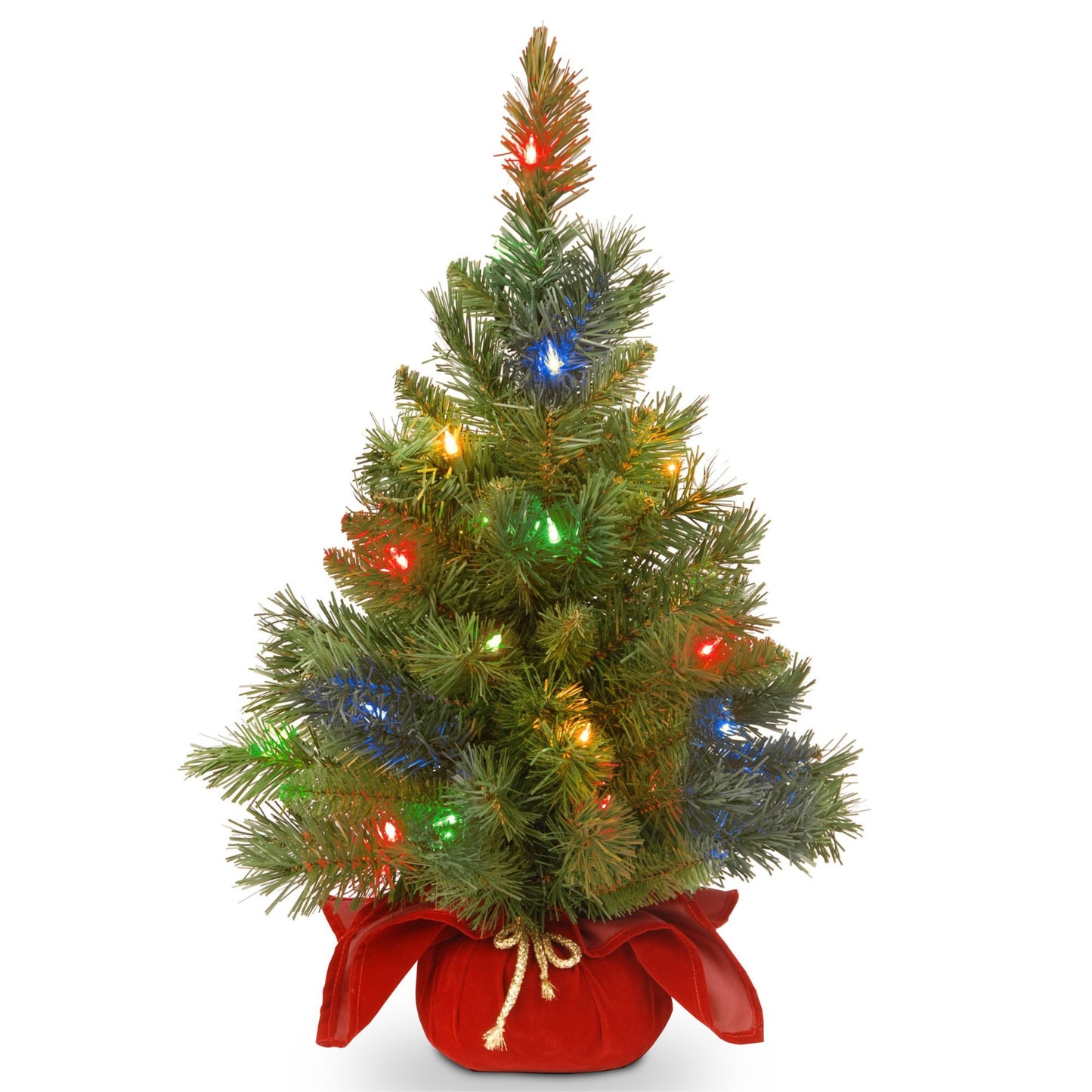 2' Multi-color Prelit LED Green Spruce Christmas Tree