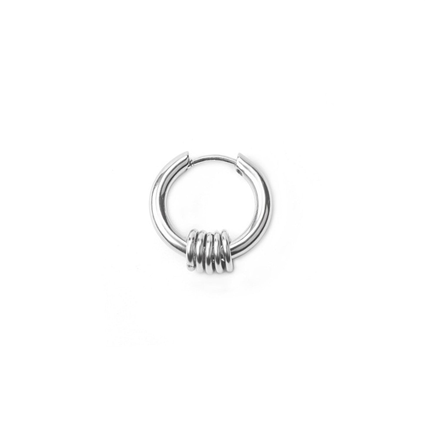 Small Hoop Punk Earrings for Men/ Women 14k White Gold Plated