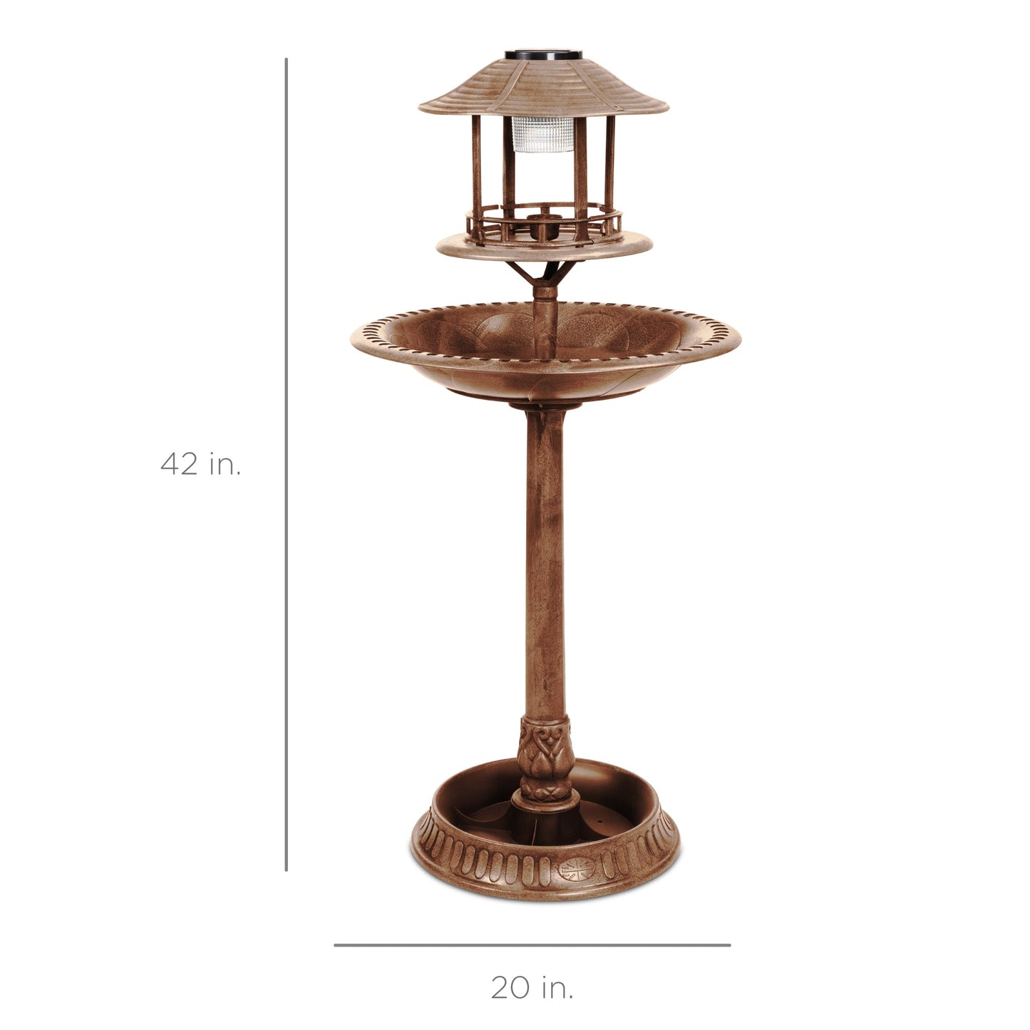 Solar Bird Bath Pedestal Fountain w/ Fillable Planter Base