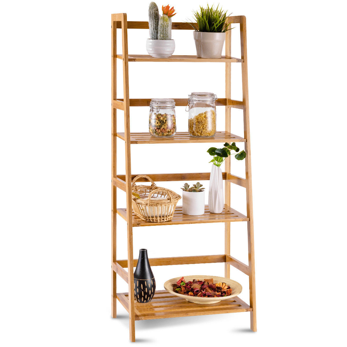 4-Shelf Bamboo Freestanding