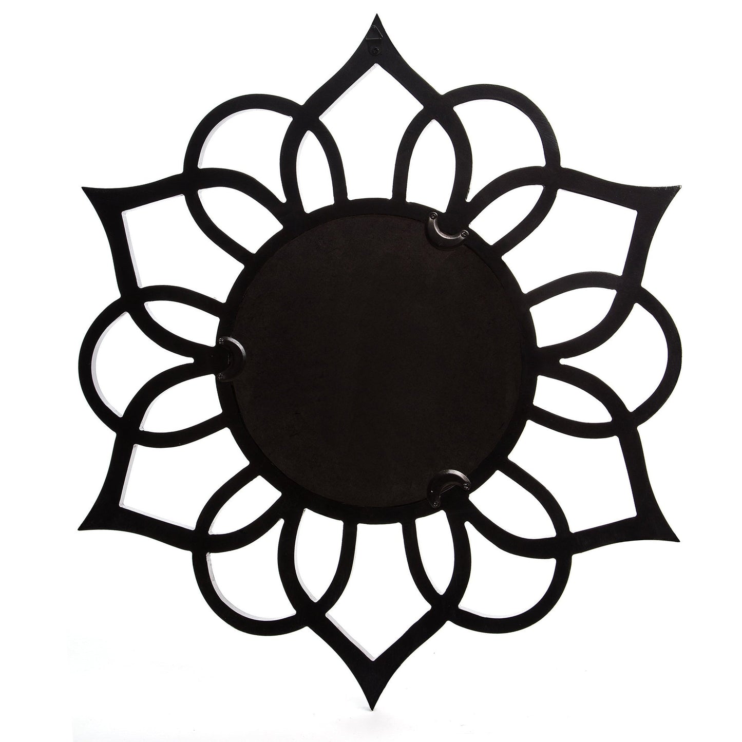 Round Ornate Accent Mirror, Black, 18" x 20"