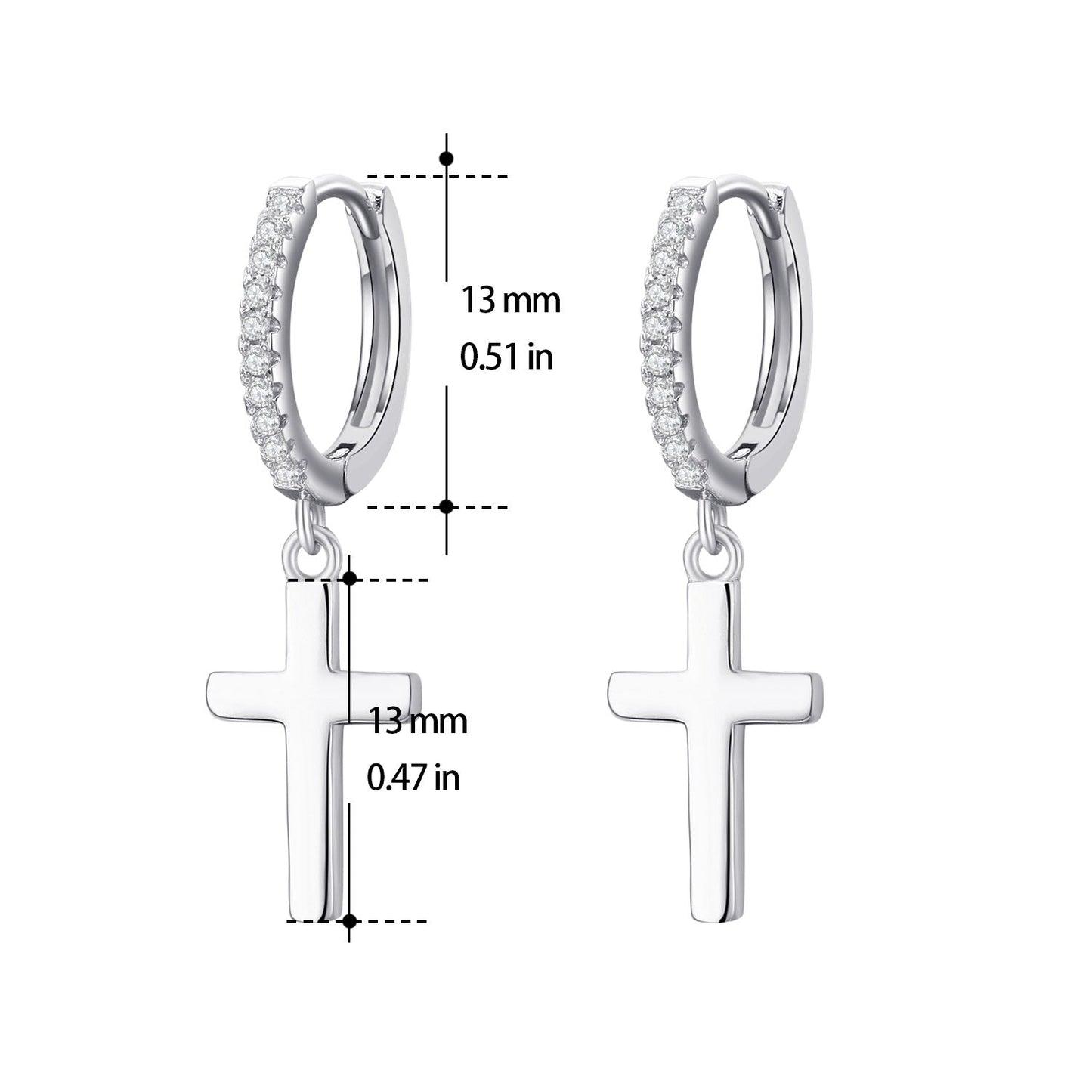 Men Hoop Punk Earrings, White Gold Plated Hypoallergenic