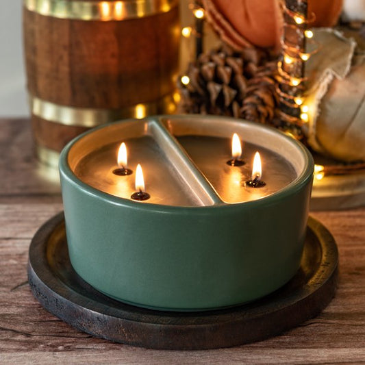 16oz Cypress & Sage Duo Scented 2-wick Ceramic Candle