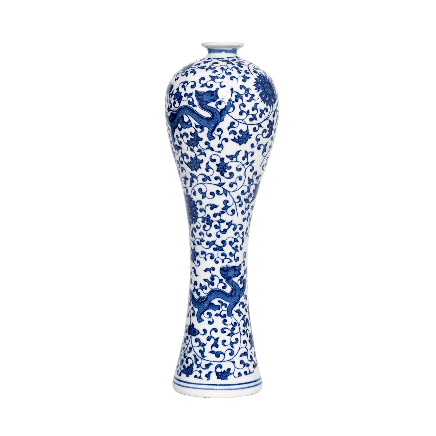 13" Ceramic Vase Blue & White Porcelain Vase Home Decoration