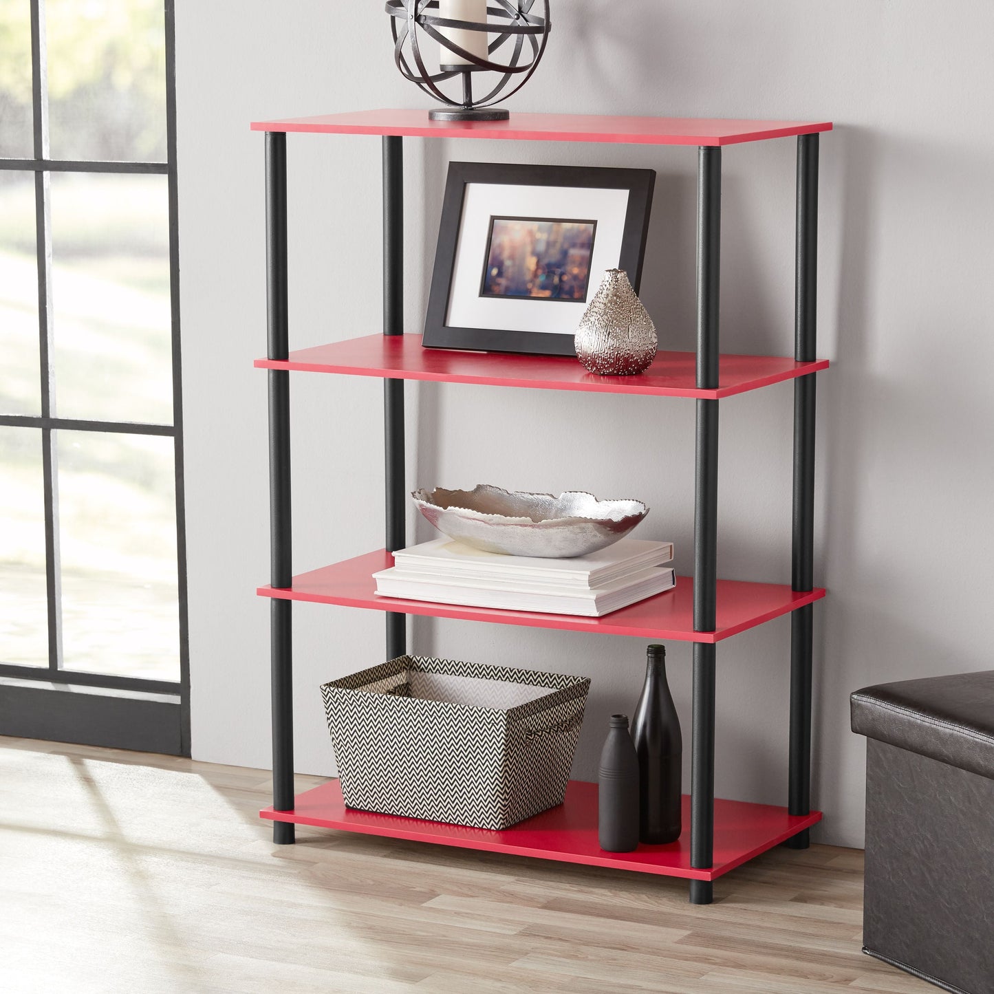 No Tools 4-Shelf Storage Bookshelf