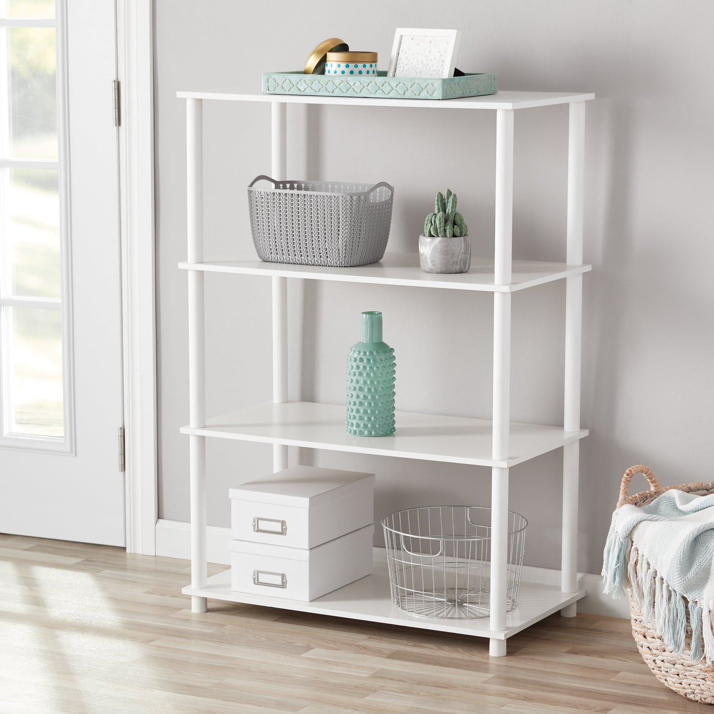 No Tools 4-Shelf Storage Bookshelf