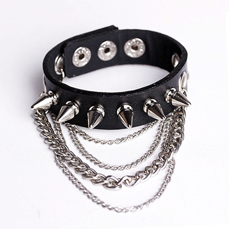 Spike Charm Bracelet Metal Rivet Wristbands for Men/Women