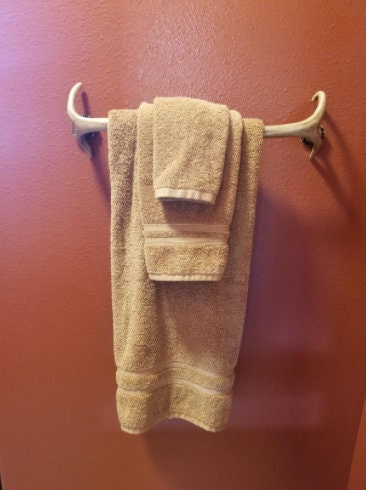 Rustic Antler Towel Rack |  Cabin-Themed Bathroom Towel Holder, Wall Mount Hanger