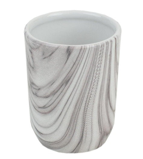 Marble Printed Bathroom Accesory Set of 4, Includes Soap Dispenser, Toothbrush Holder, Tumbler, Soap Dish | High Class Home Decor Gift