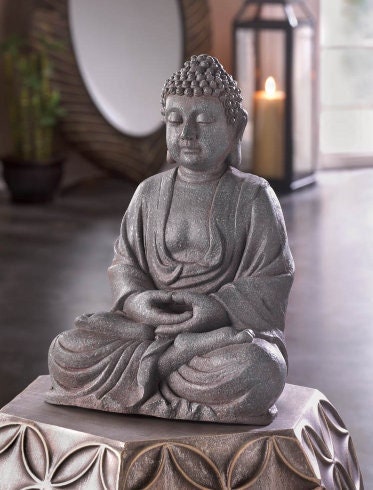 Meditating Sitting Buddha Statue | Altar Spiritual Figurine for Home Garden Office Tabletop Desktop Decoration | Bronze Antique Look