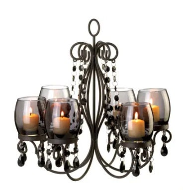 Smoked Glass 6-Candle Chandelier | Midnight Elegance Party Props | Multipurpose Light Fixture for Indoor Outdoor Home Gothic Decoration