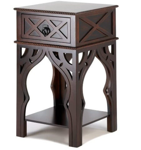 Moroccan Side Table | Wooden Coffee/End Table, Nightstand for Living Room, Bedroom or Hallway