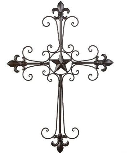 Western themed Crucifix, Hanging Wall Cross, Decorative Crosses Texas Cowboy Spiritual Art Christian Catholic Home Decor, 24.5" H