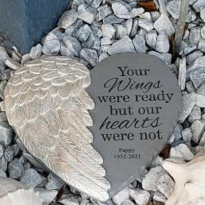 Personalized Memorial Garden Stone with Metallic Shine Painted Wings, Sympathy Tribute Gift for Loss, Customized Condolences - 12”