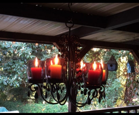 Smoked Glass 6-Candle Chandelier | Midnight Elegance Party Props | Multipurpose Light Fixture for Indoor Outdoor Home Gothic Decoration