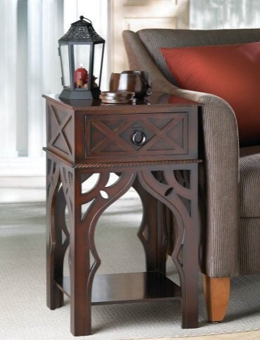 Moroccan Side Table | Wooden Coffee/End Table, Nightstand for Living Room, Bedroom or Hallway