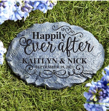 Garden Stone Personalized Just Married Stepping Stone Newlyweds Wedding Gift Married Couple Customize with Names & Date Outdoor Decoration