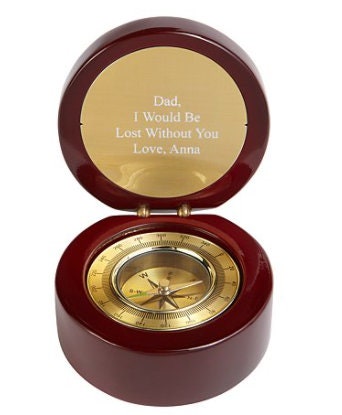 Personalized Anniversary Gift for Men or Women, Secret Message Compass, Walnut Antique, Custom Gift for Retirement Christmas - Vintage