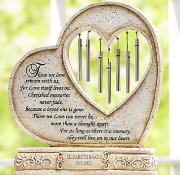 Memorial Chime Personalized Tabletop Durable Poly-Resin Sympathy & Condolences Gift Engraved w/ Loved One's Name