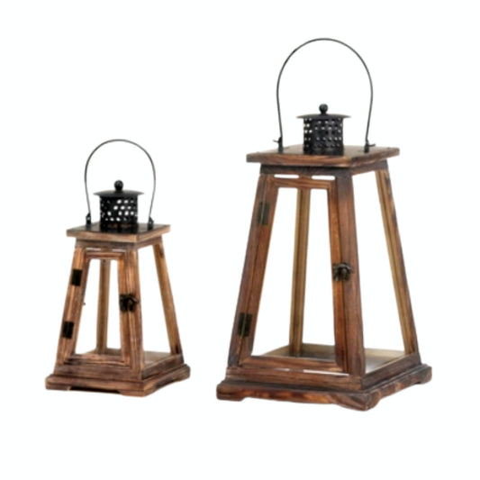 Rustic Pine Wood Candle Lantern, 2 sizes, Farmhouse Home Living Room Shelf Patio Decoration, Christmas Party Table Centerpiece, Gift Ideas