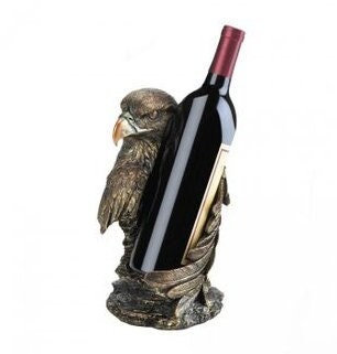 Antique Bronze Eagle Wine Bottle Holder Kitchen Countertop Decor, Wine Rack Tabletop, Wine Accessories and Gifts , 10" High