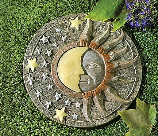 Sun and Moon Stepping Stone, Garden Decoration, Celestial Glow in The Dark Lawn Yard Art | Gardening Gifts for Mom, Christmas Gift Ideas