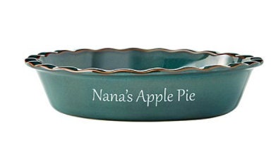 Ceramic Stoneware Pie Baking Dish - Personalized, Pie Plate for Cooking Kitchen Dessert Pies,  Gift For Mom, Grandma Bakers, Red Navy Teal