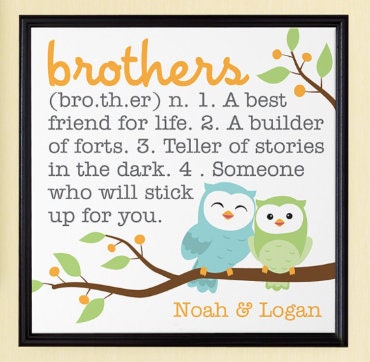 Sibling Playroom Wall Decor Personalized Poster for Brothers and Sisters, Kids Nursery Room Canvas Art, Meaningful Gift Quote, Ready to hang