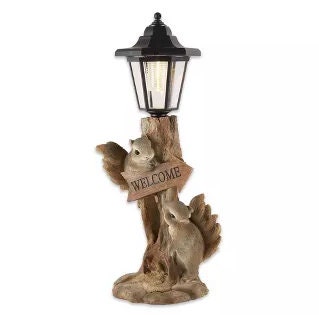 Friendly Squirrels Solar Powered Garden Lights, Decorative Lamp for Patio Yard Garden Pathway Walkway Christmas, Welcome Sign Decor,