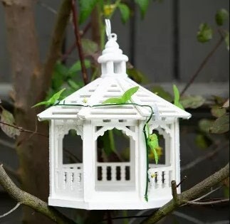 Hanging Gazebo Wild Bird Feeder, Garden Decoration Bird Watching, Gift for Bird Lovers and Kids, Multipurpose Tabletop Decor