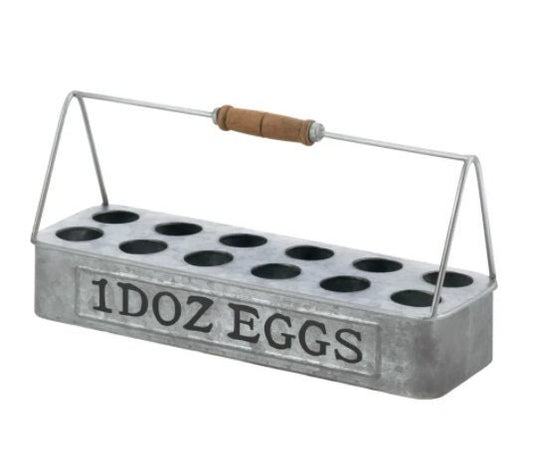 Rustic Galvanized Silver Metal Fresh Egg Holder / Basket, Vintage Egg Caddy, Decorative Kitchen Storage, Rustic Home Countertop Decor,