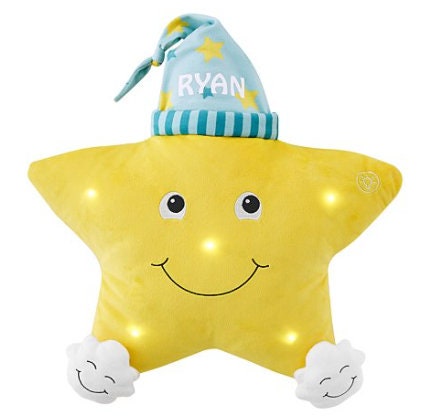 Personalized Twinkle Light-Up Star Pillow, Christmas Gift for Toddlers, Kids, Children, Plush Toy, Stocking Stuffers Customize with Any Name