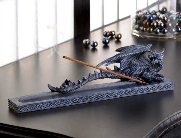 Dragon Incense Burner Stick Holder, Gothic Home Decor 11"