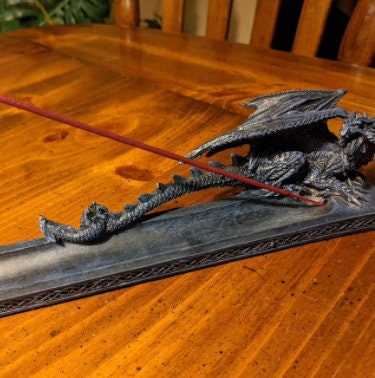 Dragon Incense Burner Stick Holder, Gothic Home Decor 11"