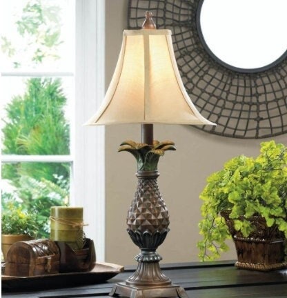 Pineapple Vintage Table Lamp | Night Light for Kids Room Bedroom House Bedside | Rustic Nightstand Home Office Reading Lights, 23.5" Tall