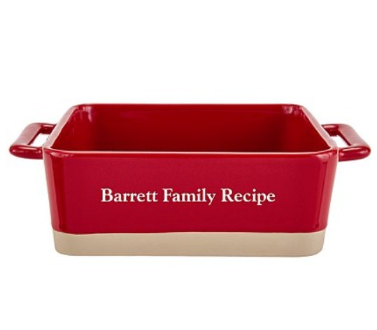 Personalized Stoneware Baking Dish Square Casserole, 2 Quart Deep Serving Lasagna Pan, Kitchen Cooking Bakeware Gift, 3.5″Hx8″ sq.