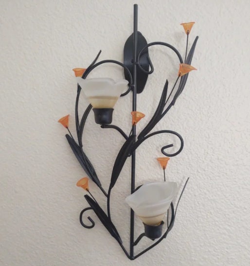 Romatic Feel Candle Wall Sconce, Amber Lily Flower Design, Christmas Lighting, Festival Decor Light, Housewarming Gift