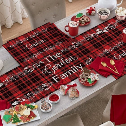 Christmas Table Runner, Red and Black Buffalo Plaid Seasonal Winter Holiday Kitchen Dining Table Decoration for Home Party, 16″x70″