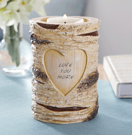 Romantic Couples Personalized  Anniversary Gift, Rustic Wedding Candle Holder, Memorable Gift, and Keepsake, Resin with Wood Veneer Finish