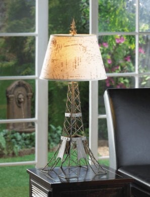 French Country Style Vintage Parisian Table Lamp,Eiffel Tower Design, Living Room Bedroom Bedside Nightstand Home Office Light, 27.5" High