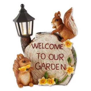 Garden Squirrel Solar Powered Light, Weatherproof Outdoor Statue, Outdoor Animal Figurines, Patio, Lawn, Yard, Housewarming Christmas Gift
