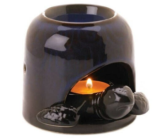 Blue Turtle Oil Warmer, Decorative Porcelain Aromatherapy Burner Essential Oil Melter, Fragrance Diffuser, Gifts for Spa Home Office