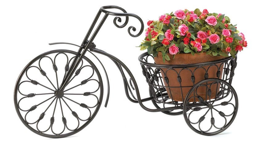 Vintage Style Plant Holder, Bicycle Flower Pot Cart Holder - Ideal for Home, Garden, Patio - Great Gift for Plant Lovers, Mother, Grandma