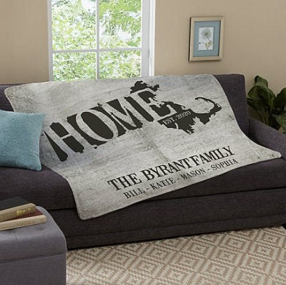 Patriotic Home State Polyester Plush Blanket, Soft Cozy Decorative Plush Blanket, Father's Day Gift, Family Gift Ideas