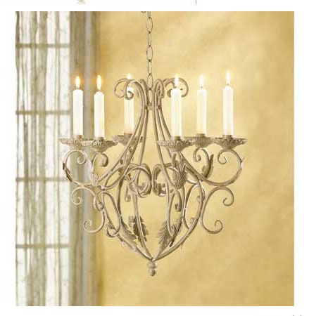 Classic Style Wrought Iron Chandelier With 6 Taper Candles, Traditional Family Gathering