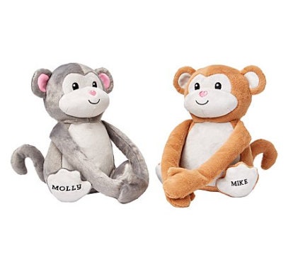 Sweet Hugs and Kisses Monkeys , Stuffed Animals, Personalized Valentine Present, Gift Ideas