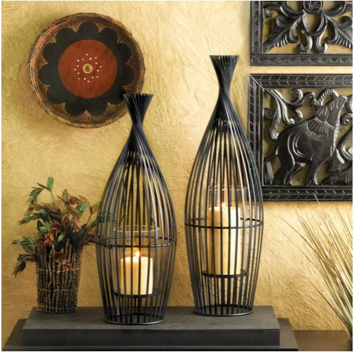 Decorative Wired-Candle Holder Vase, Outdoor Candle Holder for Table Home Decor (L)